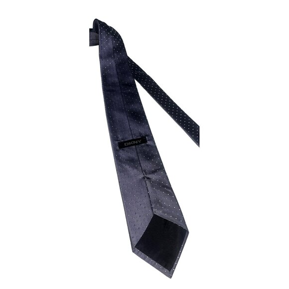 DKNY Mens Silk Tie Gray With Polka Dot Designer Formal Wear Elegant Necktie - Picture 5 of 8